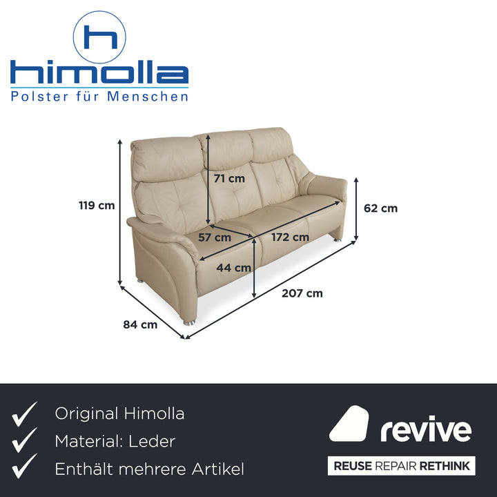 Himolla Cumuly 4215 Ensemble Cuir Canapé Trois Places Fauteuil Beige Crème avec Fonction Relaxation Manuelle