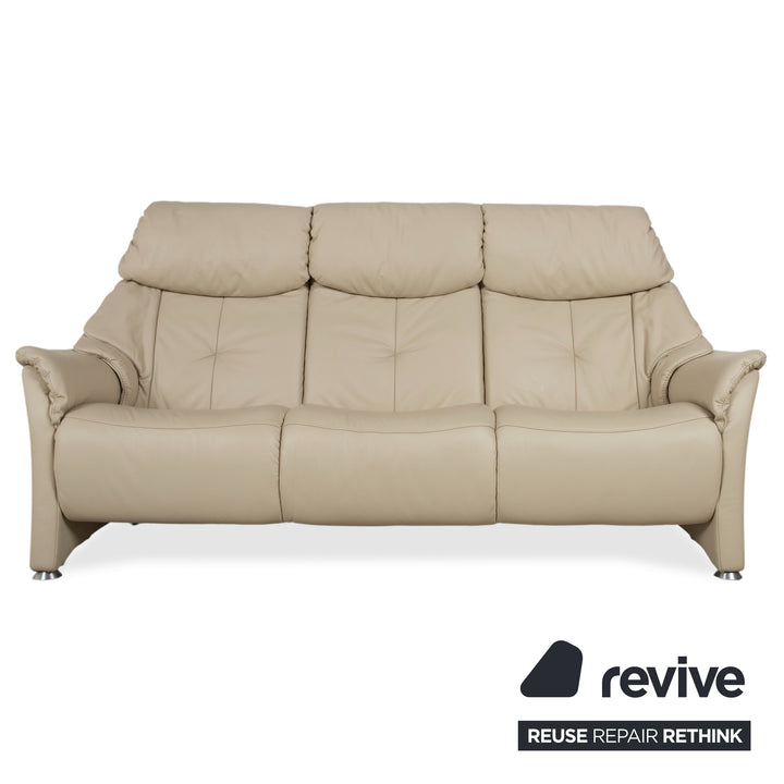Himolla Cumuly 4215 Garnitur Leder Dreisitzer Sofa Couch Sessel Beige Creme mit manueller Relaxfunktion