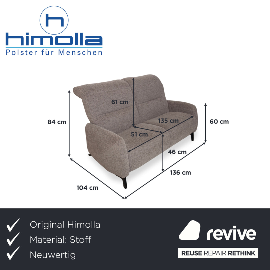 Himolla Cumuly 4711 Stoff Zweisitzer Grau Taupe Sofa Couch manuelle Funktion