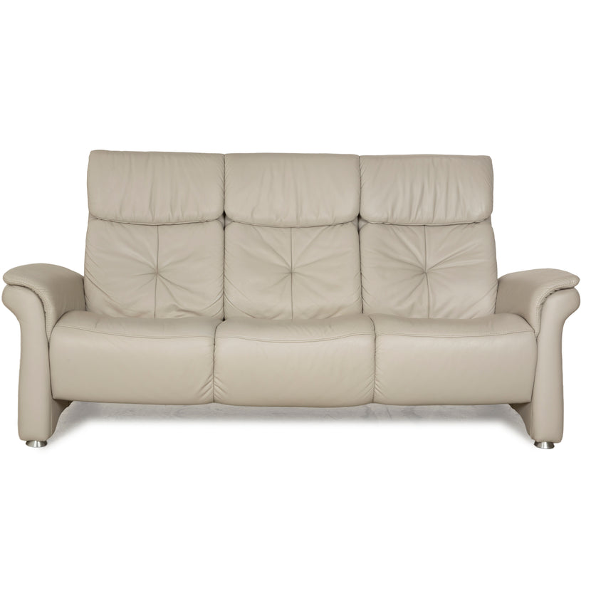 Himolla Cumuly Leather Three Seater Beige Light Gray Sofa Couch