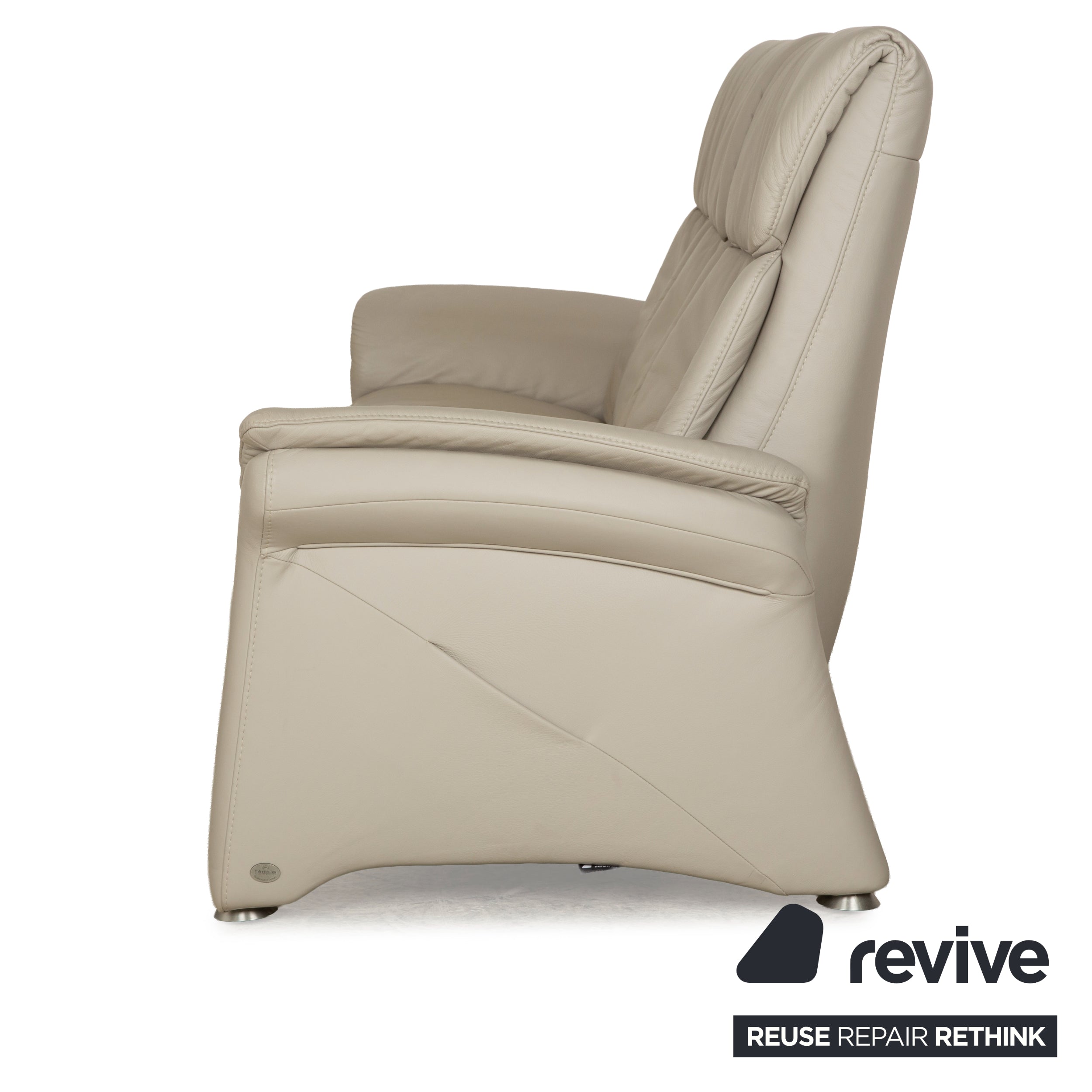 Himolla Cumuly Leather Three Seater Beige Light Gray Sofa Couch