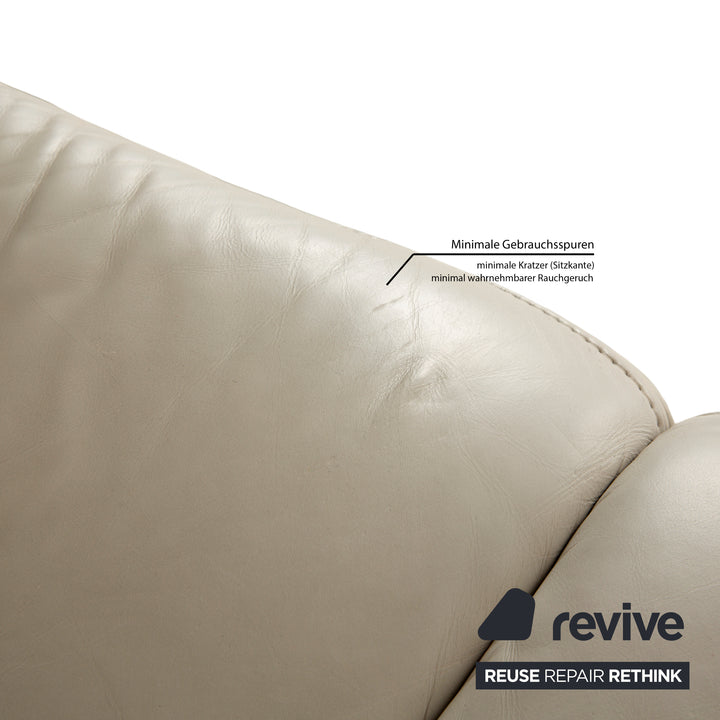 Himolla Cumuly Leather Three Seater Beige Light Gray Sofa Couch