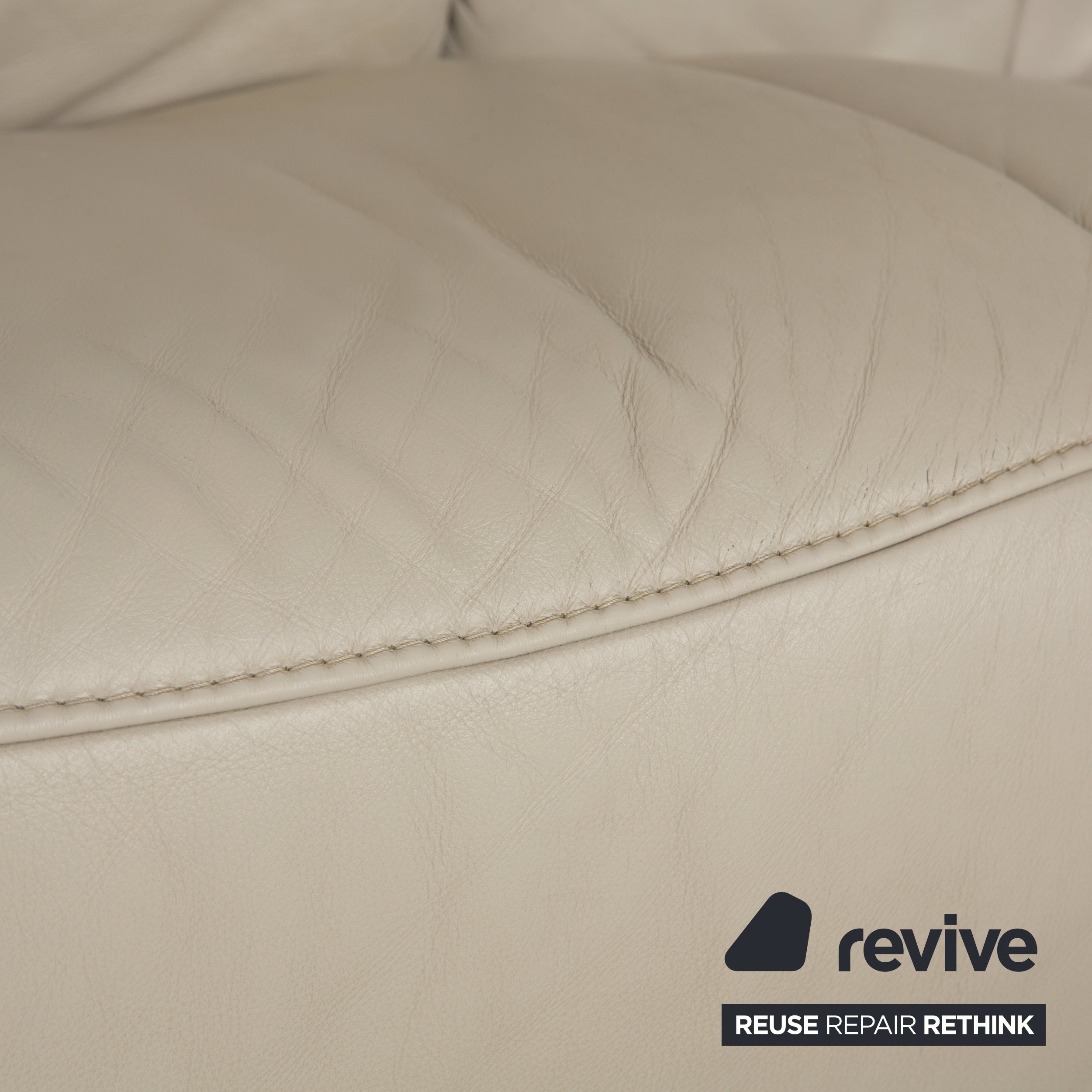 Himolla Cumuly Leather Three Seater Beige Light Gray Sofa Couch