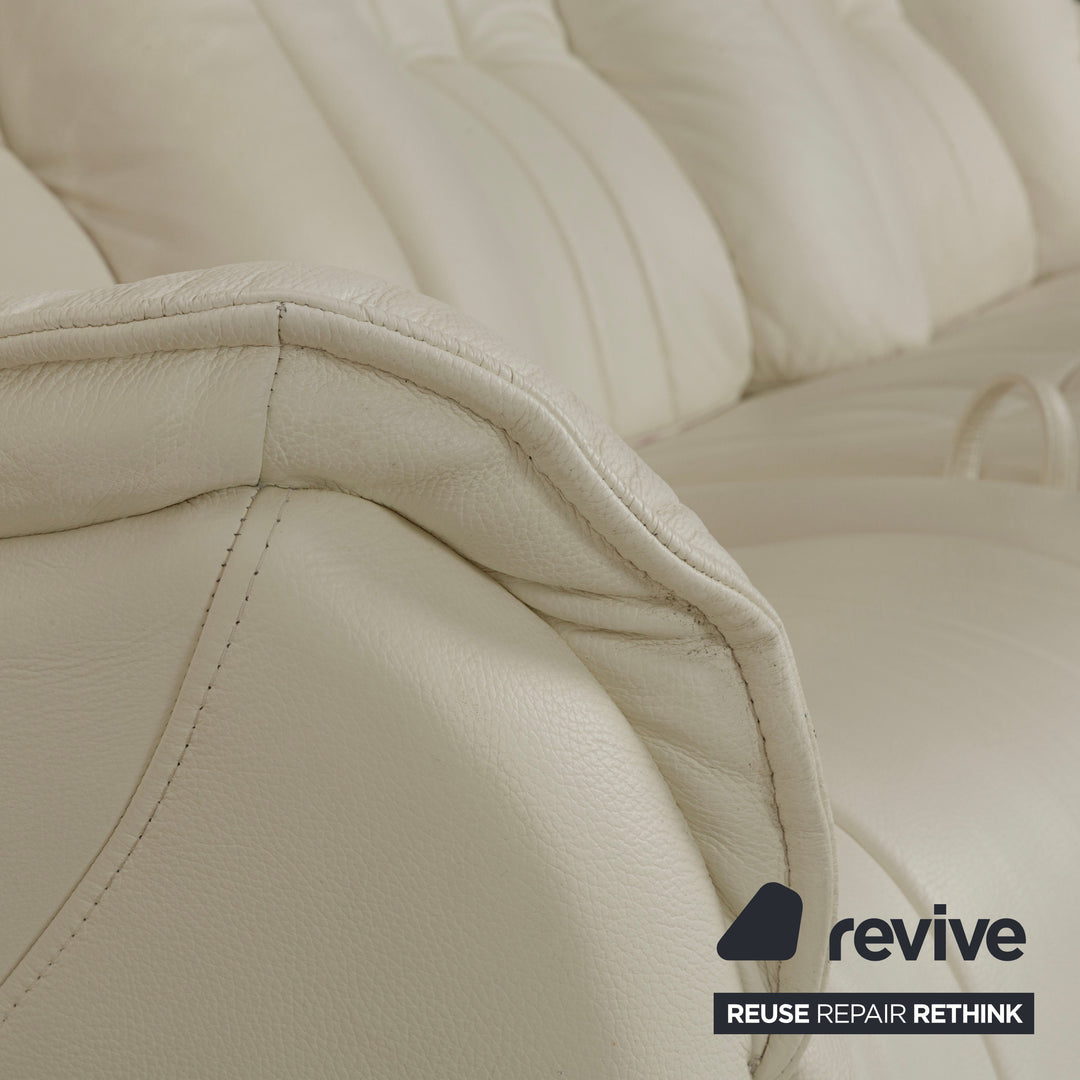 Himolla Cumuly Leather Three-Seater Cream Manual Function Sofa Couch