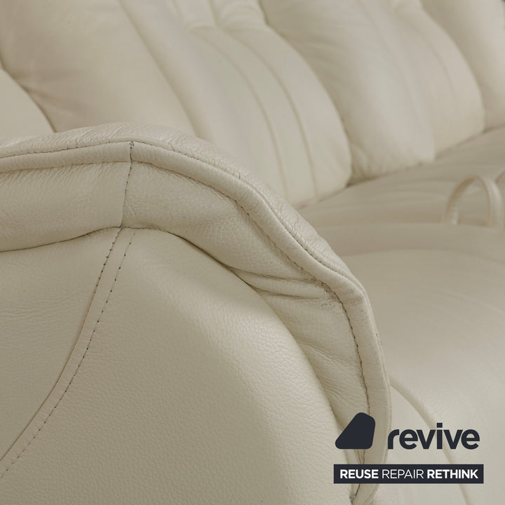 Himolla Cumuly Leather Three-Seater Cream Manual Function Sofa Couch