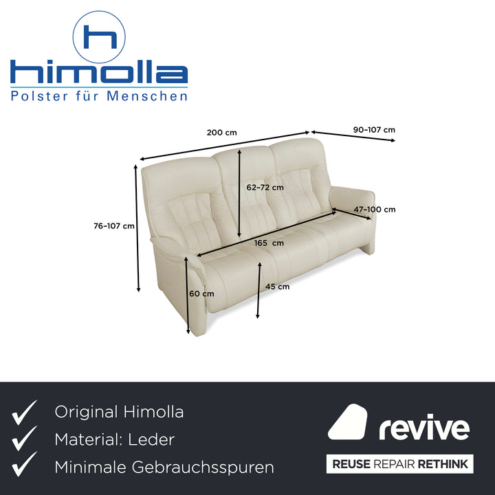 Himolla Cumuly Leather Three-Seater Cream Manual Function Sofa Couch