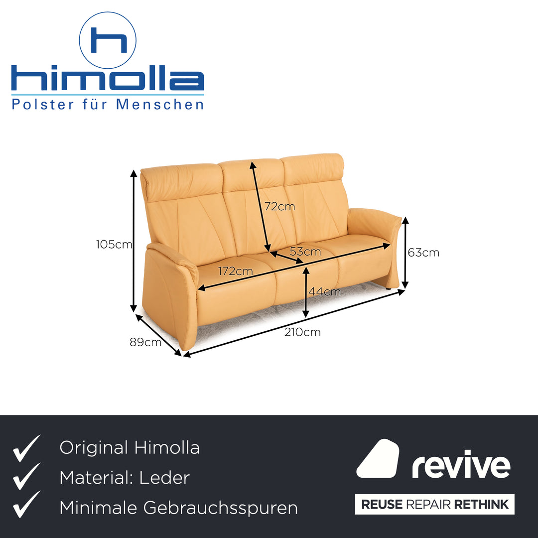 Himolla Cumuly Leather Three Seater Cream Sofa Couch