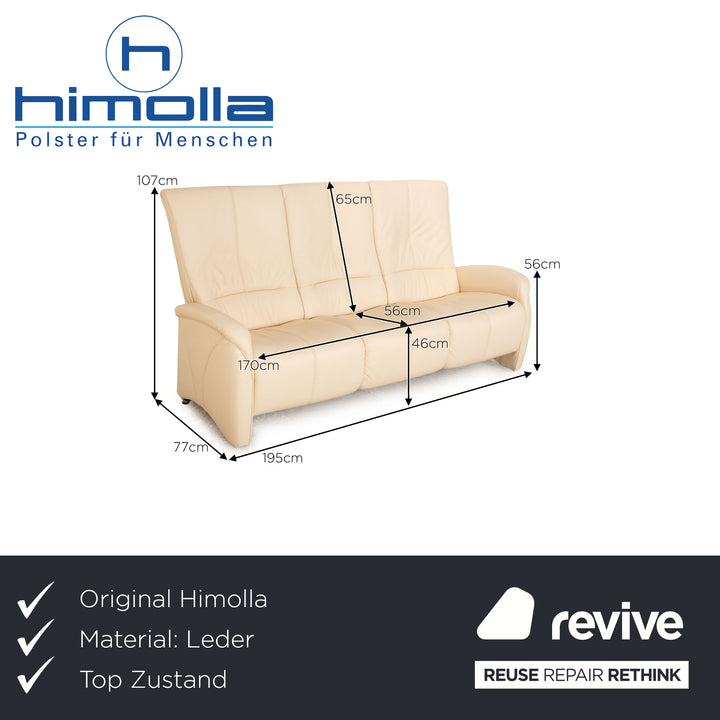 Himolla Cumuly Leather Three Seater Cream Sofa Couch