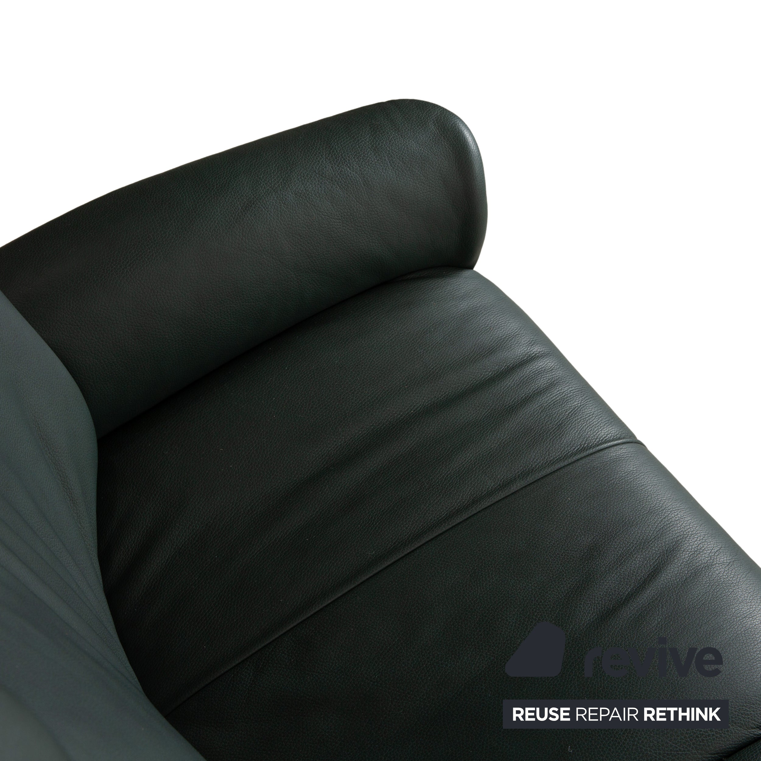 Canapé trois places en cuir vert foncé Himolla Cumuly