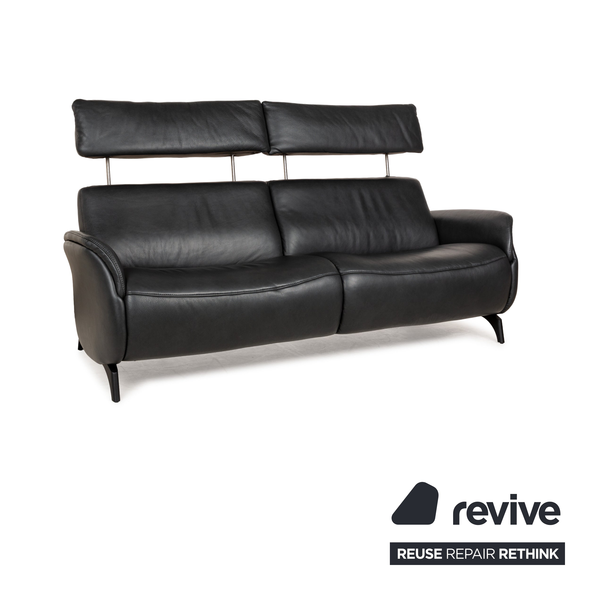 Himolla Cumuly Leather Three-Seater Grey Manual Function Sofa Couch