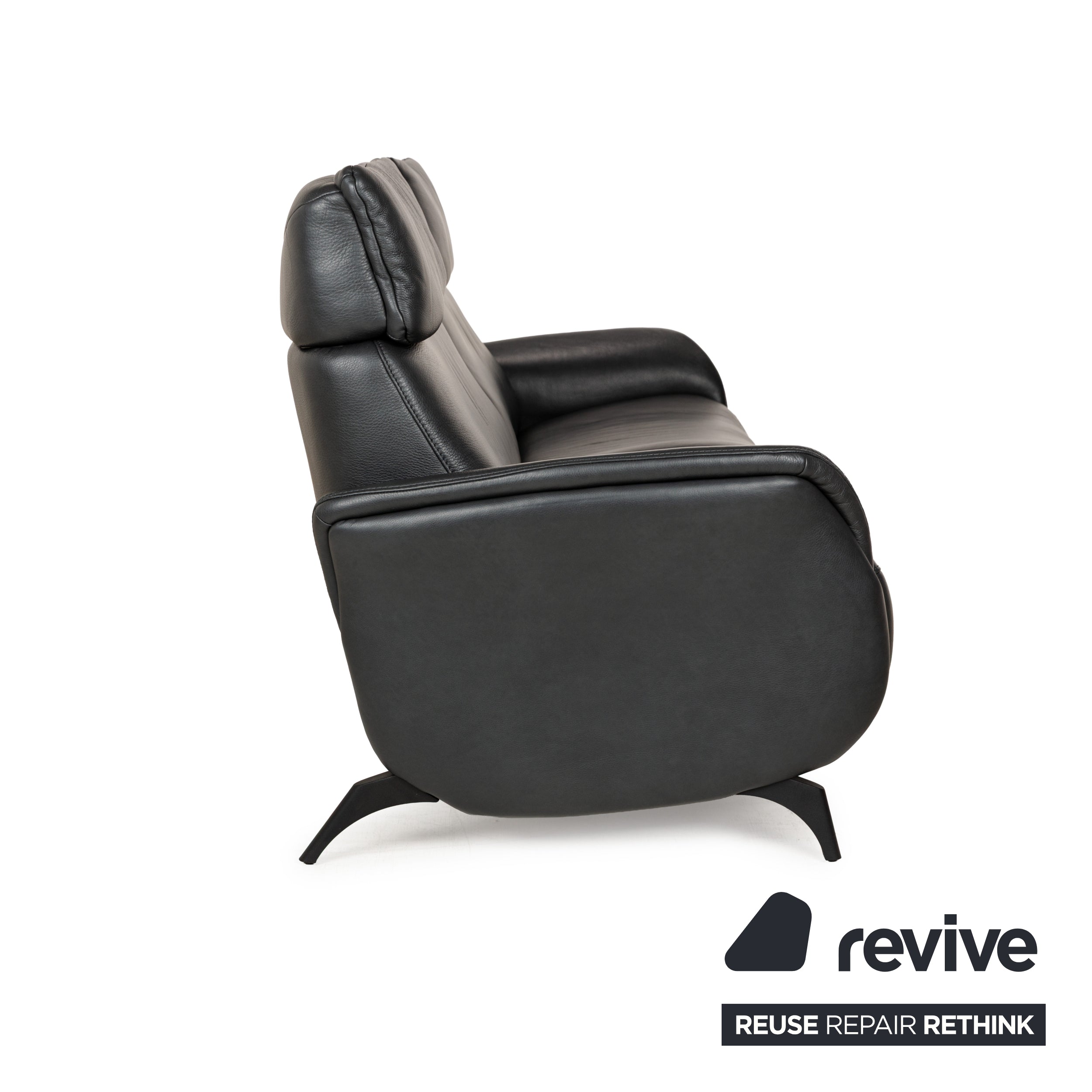 Himolla Cumuly Leather Three-Seater Grey Manual Function Sofa Couch