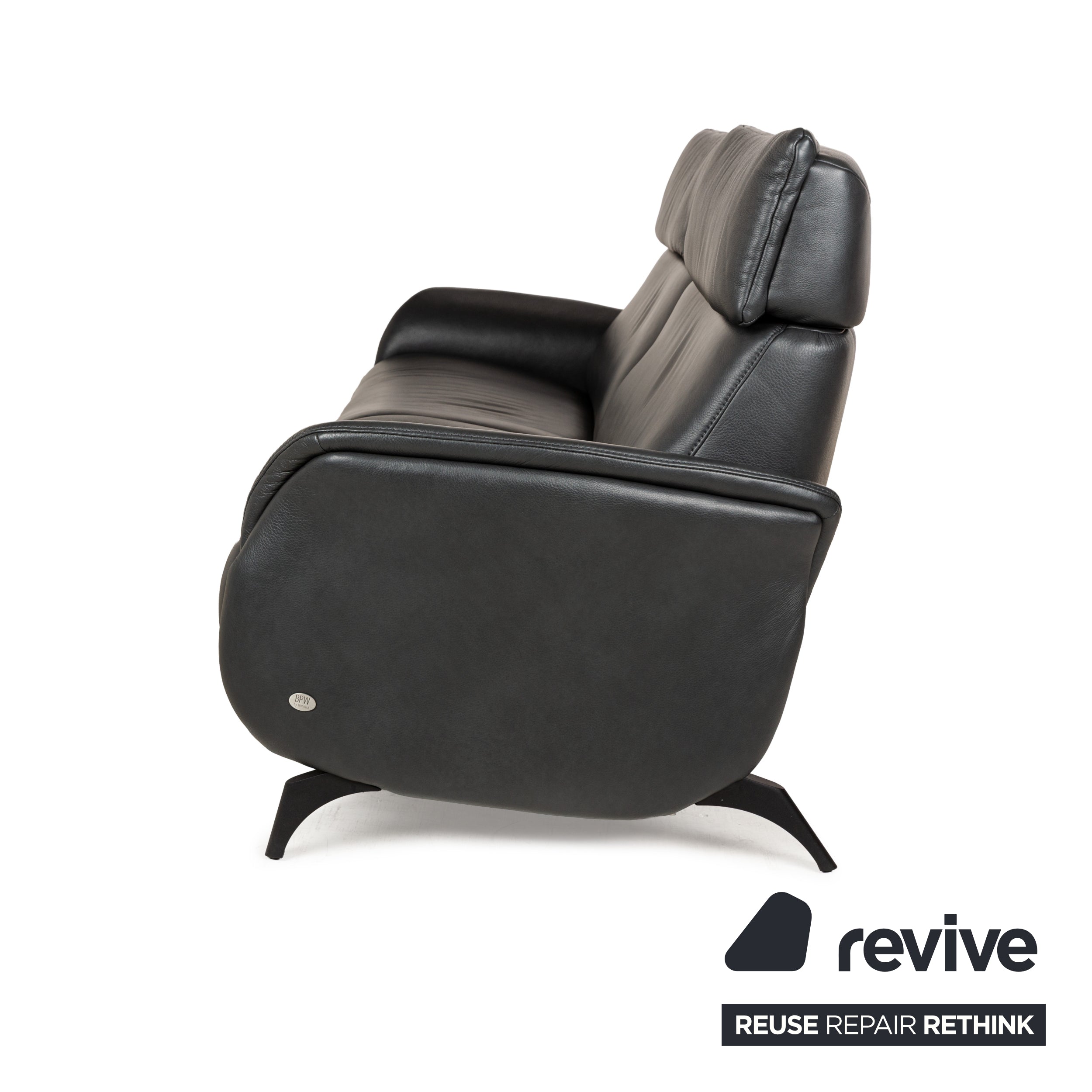 Himolla Cumuly Leather Three-Seater Grey Manual Function Sofa Couch