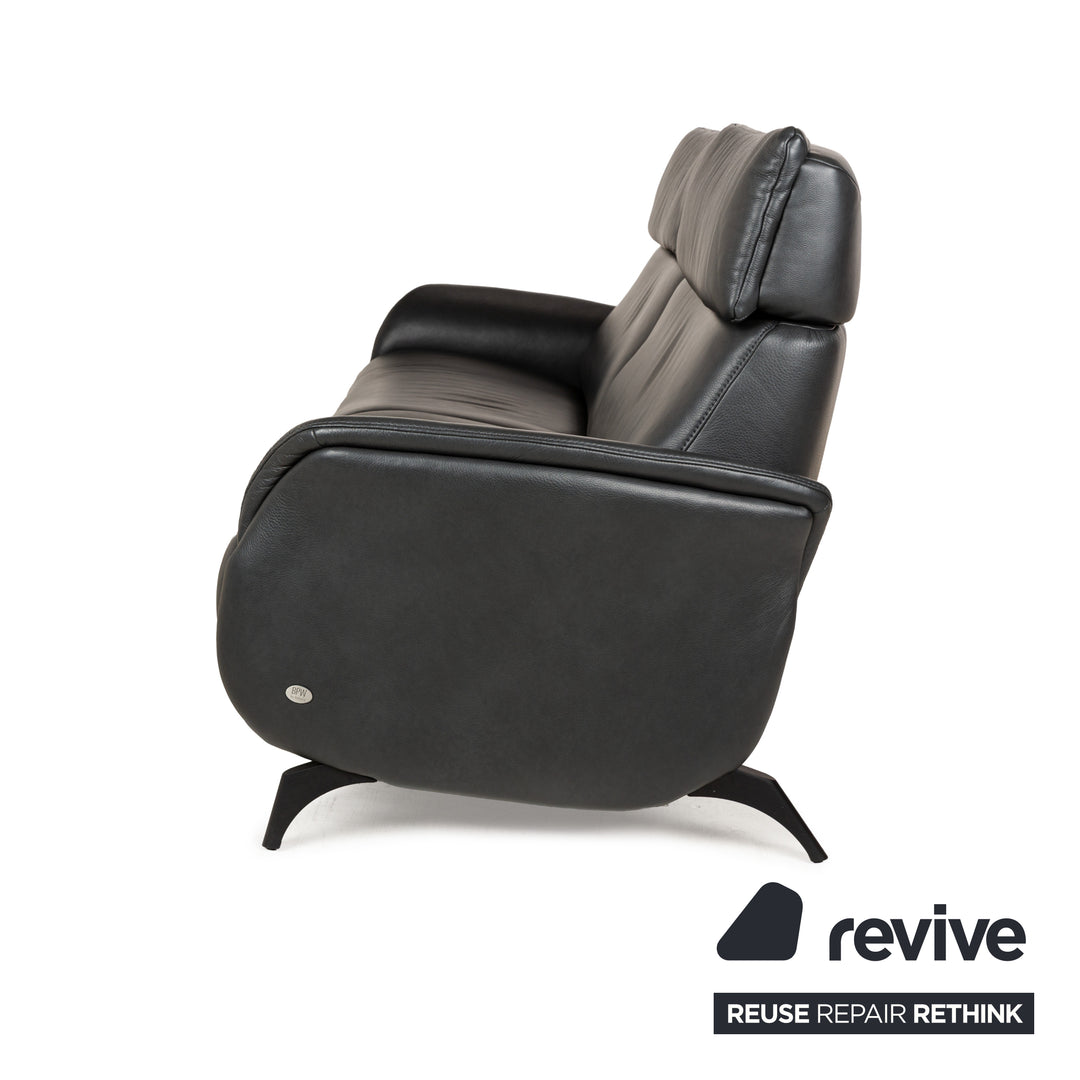 Himolla Cumuly Leder Dreisitzer Grau manuelle Funktion Sofa Couch