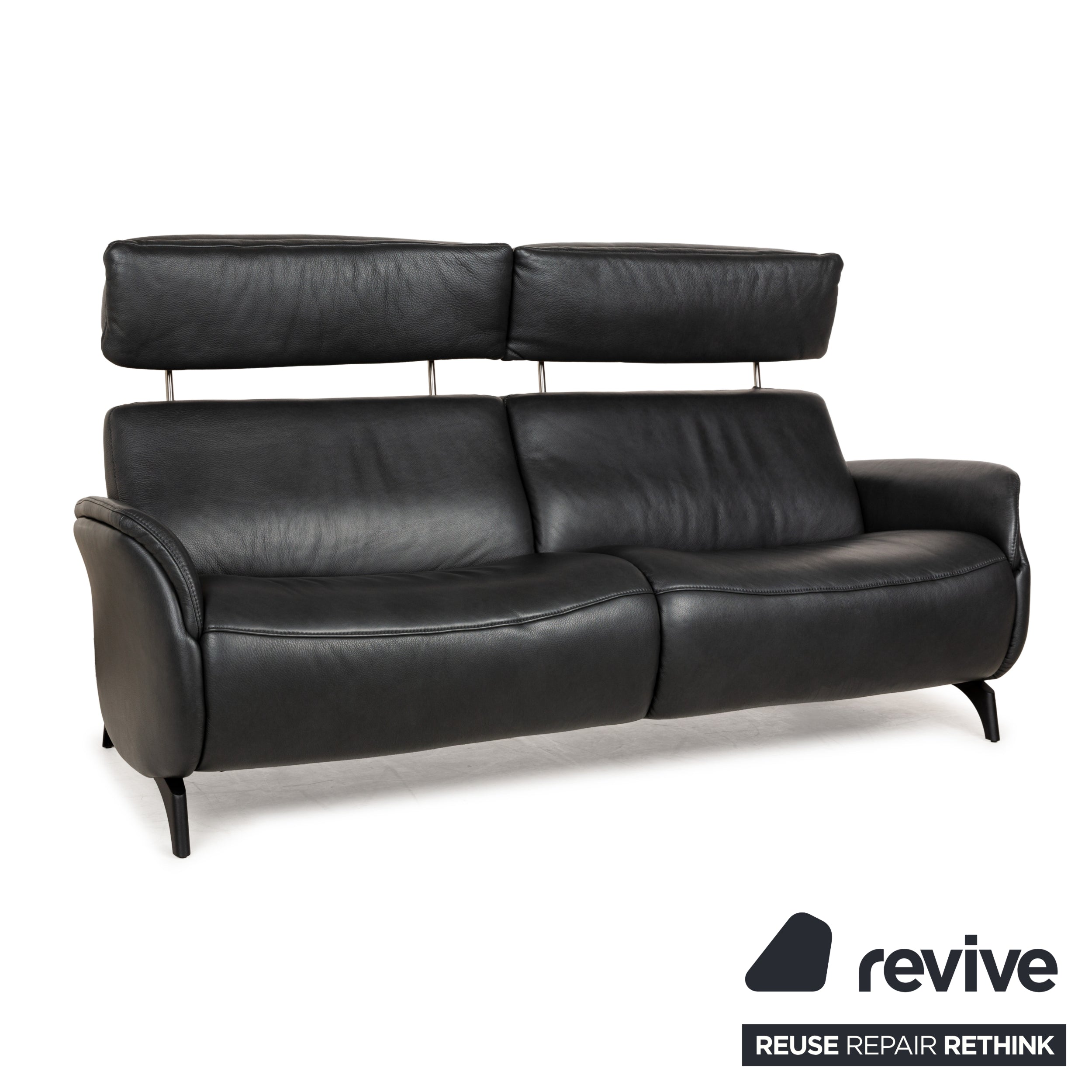 Himolla Cumuly Leather Three-Seater Grey Manual Function Sofa Couch