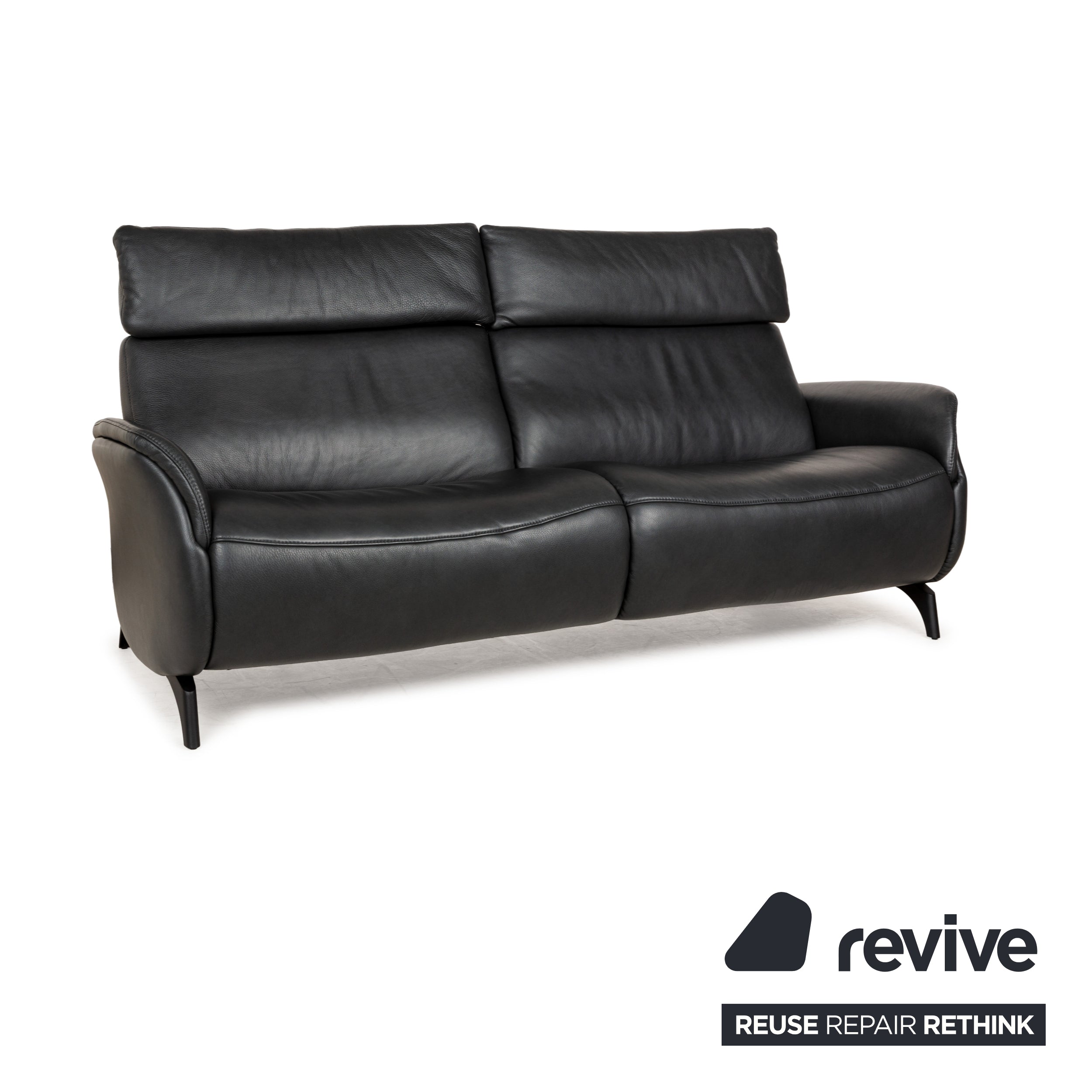 Himolla Cumuly Leather Three-Seater Grey Manual Function Sofa Couch