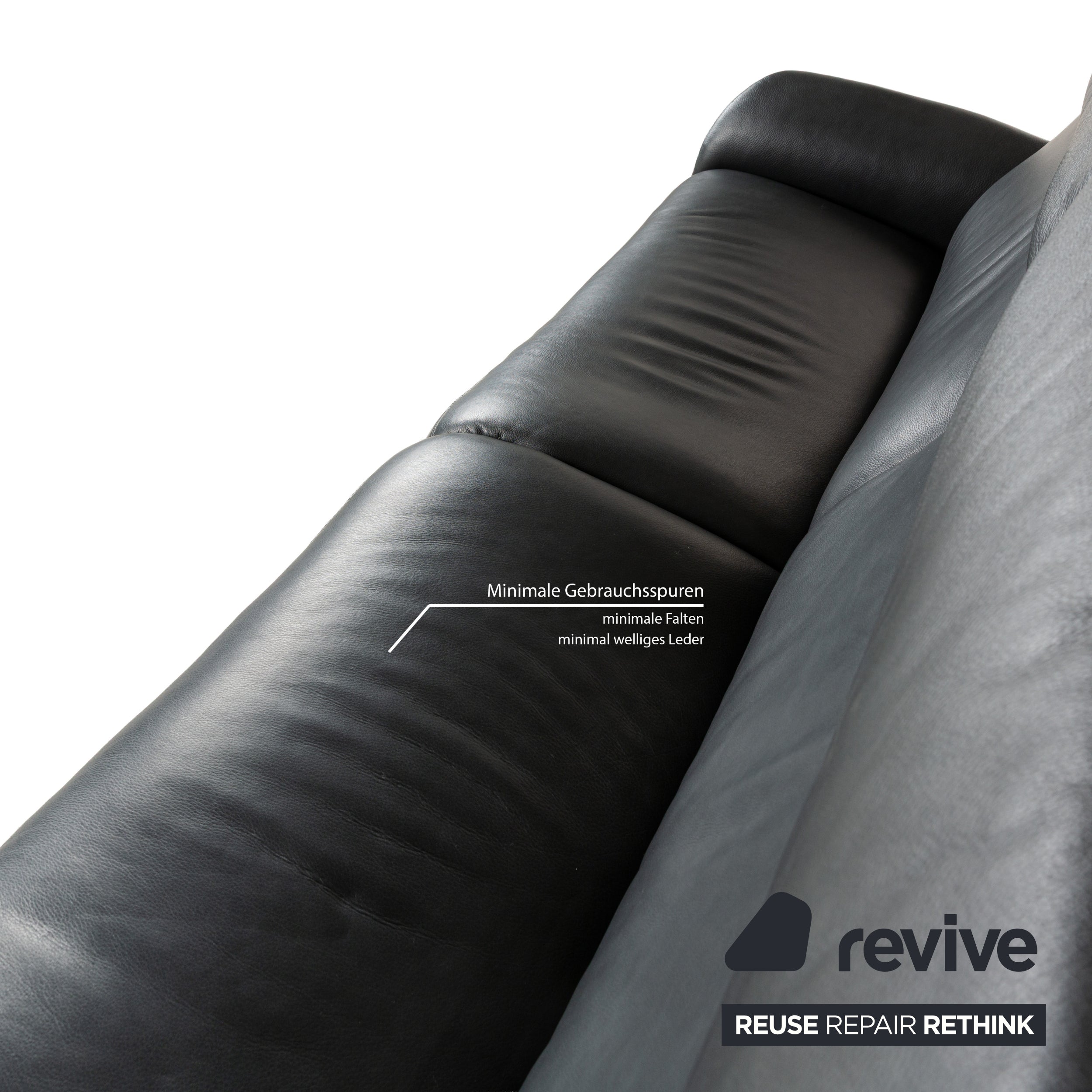 Himolla Cumuly Leather Three-Seater Grey Manual Function Sofa Couch