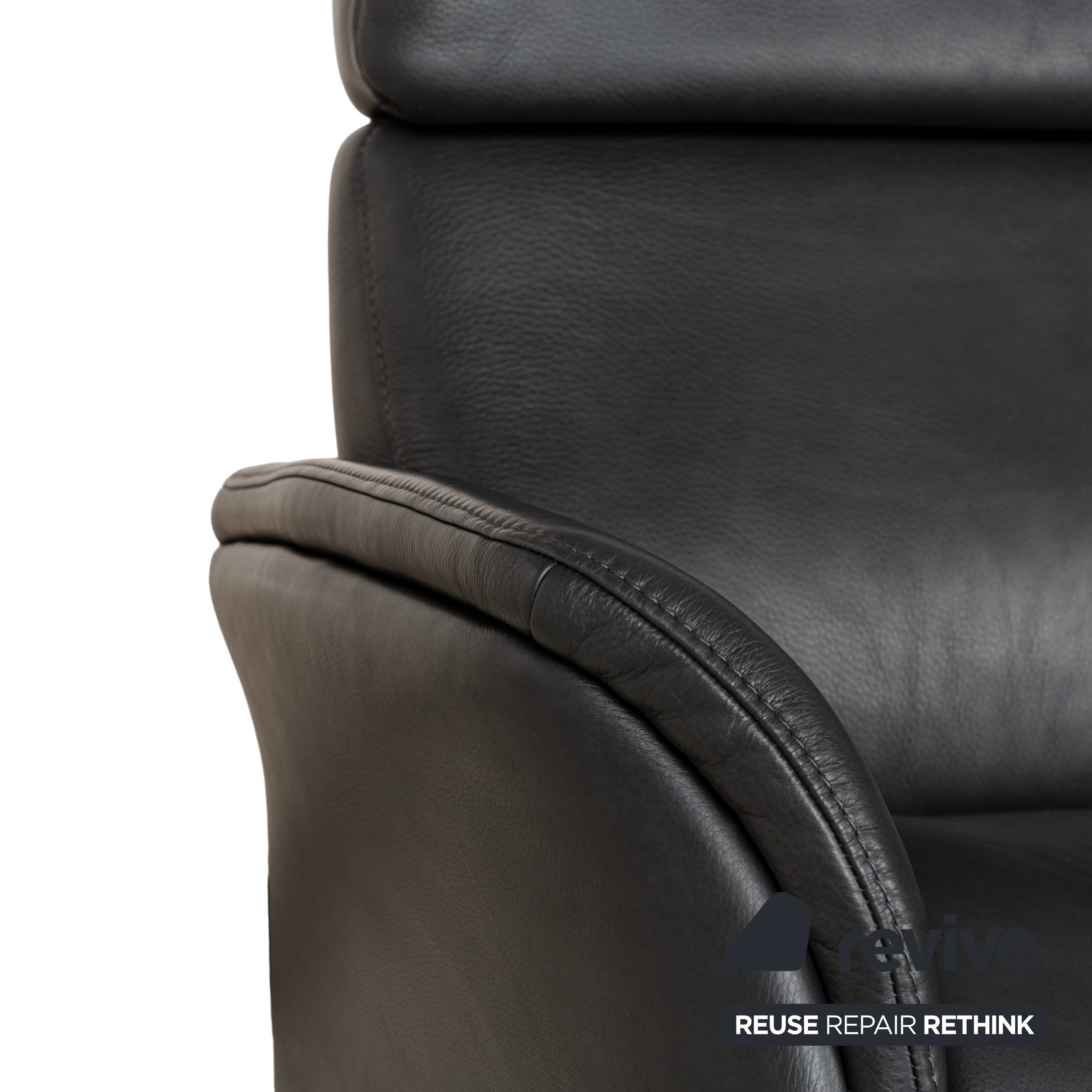 Himolla Cumuly Leather Three-Seater Grey Manual Function Sofa Couch