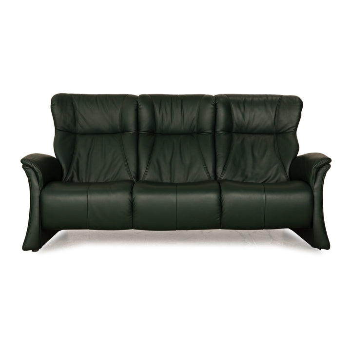 Himolla Cumuly Leather Three Seater Green Dark Green Sofa Couch