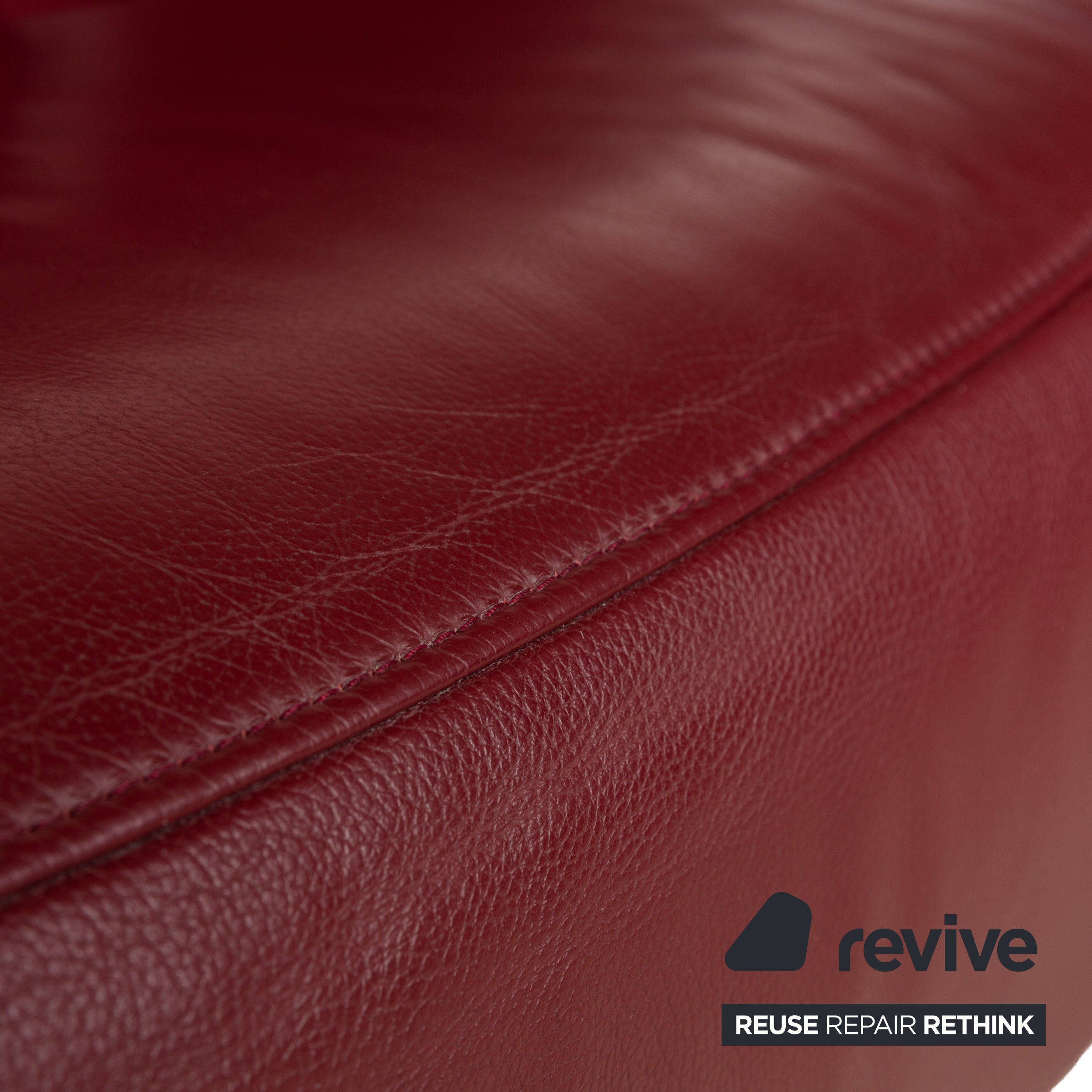 Himolla Cumuly Leather Three Seater Red Sofa Couch