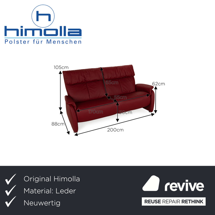 Himolla Cumuly Leather Three Seater Red Sofa Couch