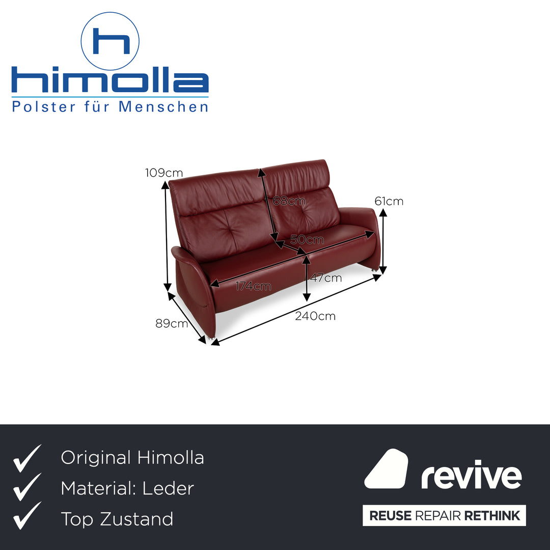 Himolla Cumuly Leder Dreisitzer Rot Sofa Couch