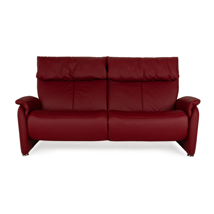 Himolla Cumuly Leather Three Seater Red Sofa Couch