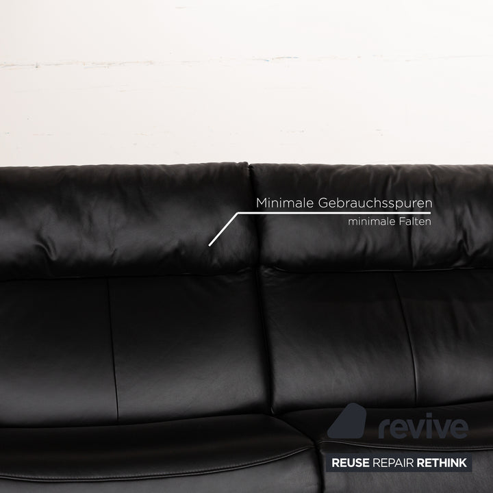 Himolla Cumuly Leder Dreisitzer Schwarz elektrische Funktion Sofa Couch