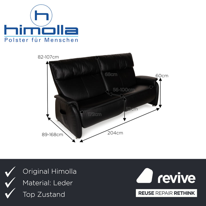 Himolla Cumuly Leder Dreisitzer Schwarz elektrische Funktion Sofa Couch