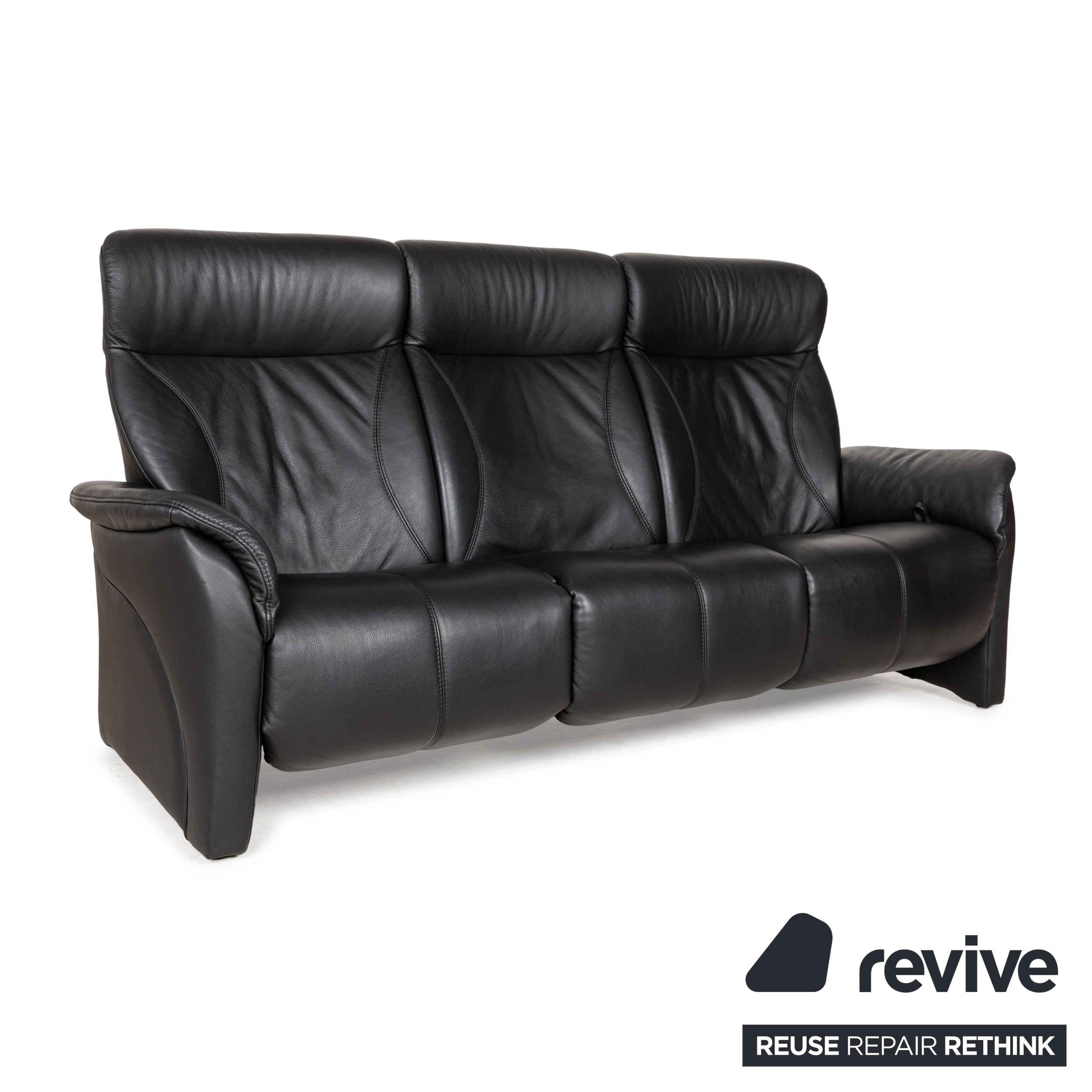 Himolla Cumuly Leather Three-Seater Black Manual Function Sofa Couch