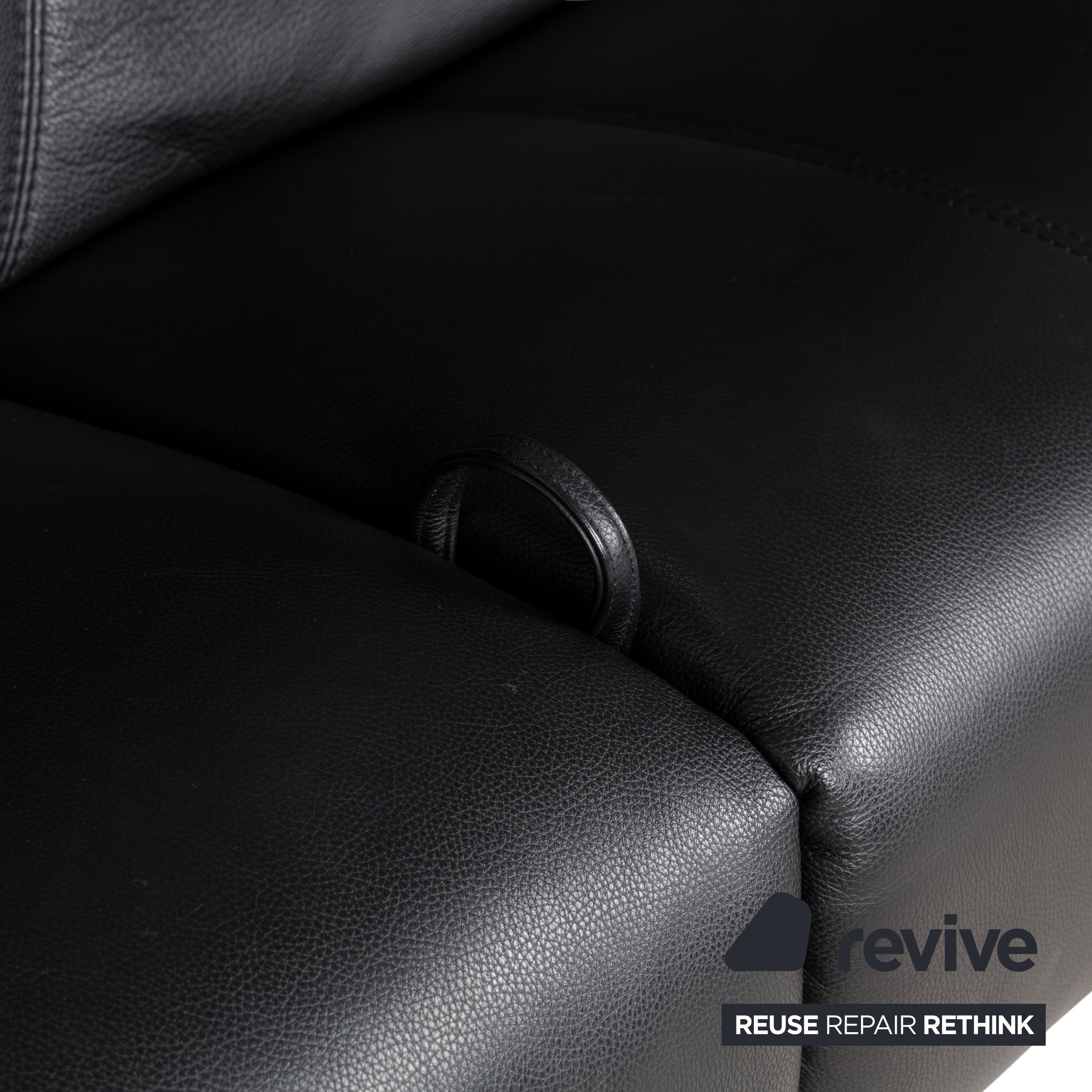 Himolla Cumuly Leather Three-Seater Black Manual Function Sofa Couch