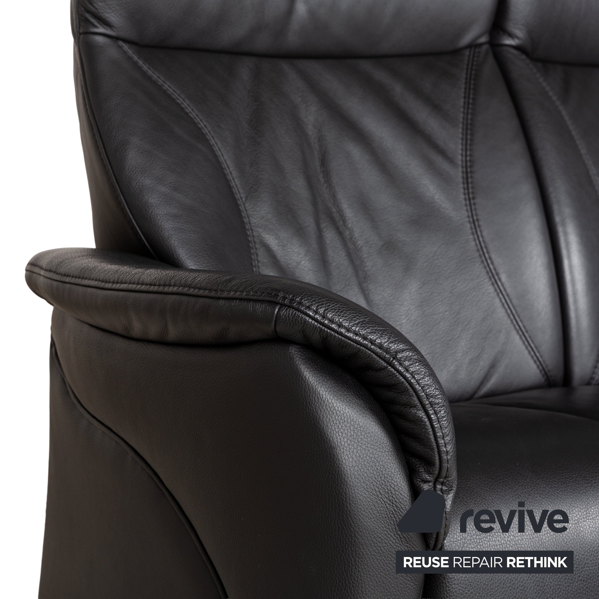 Himolla Cumuly Leather Three-Seater Black Manual Function Sofa Couch