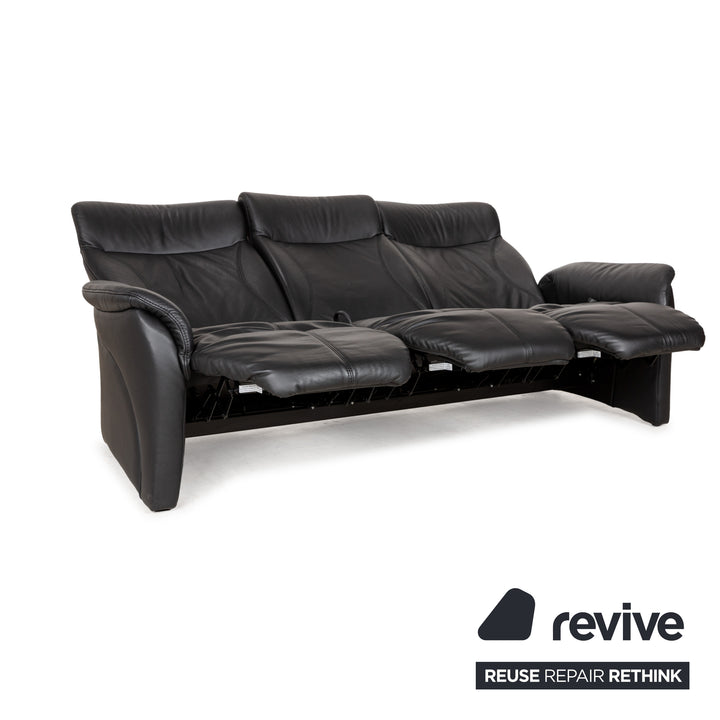Himolla Cumuly Leder Dreisitzer Schwarz manuelle Funktion Sofa Couch
