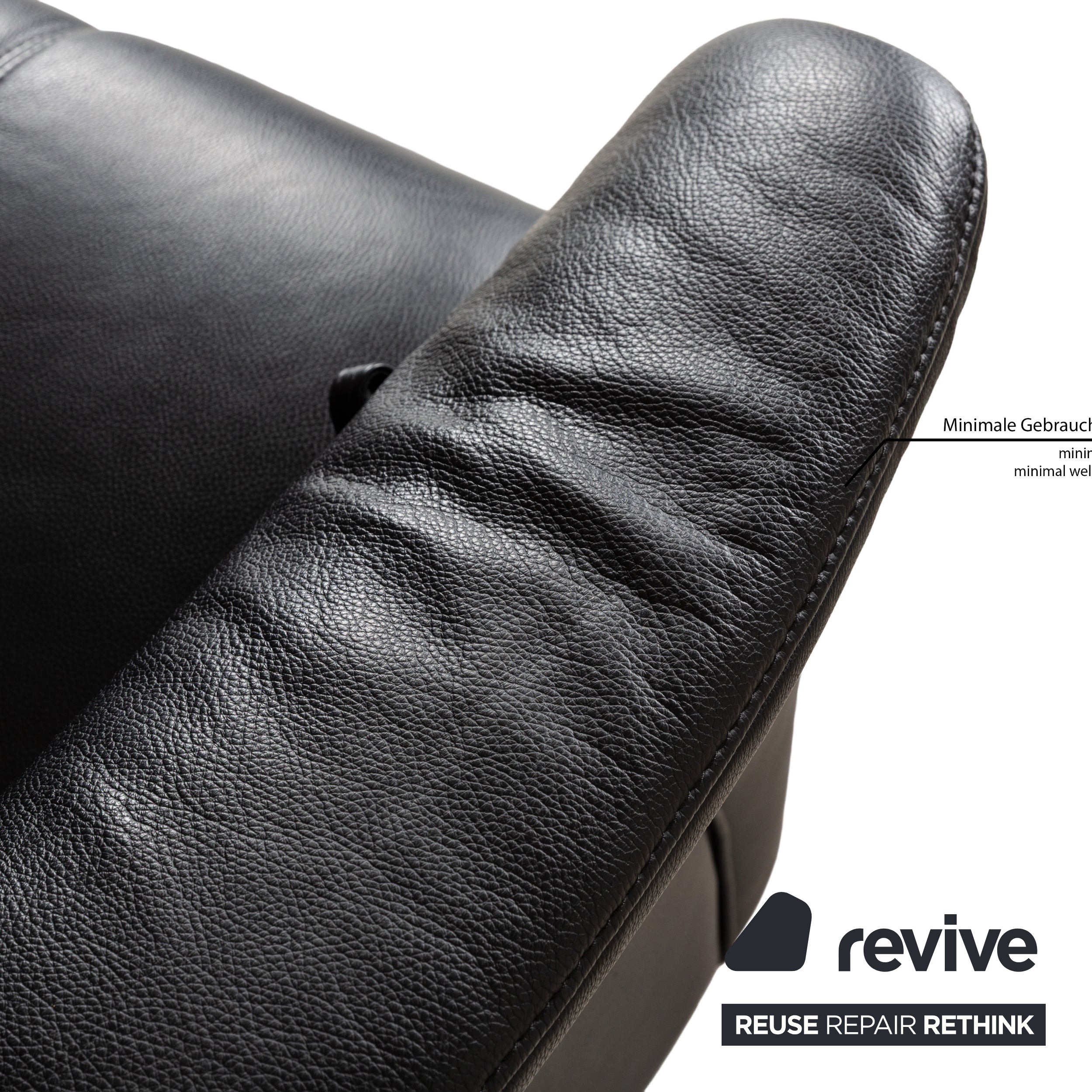 Himolla Cumuly Leather Three-Seater Black Manual Function Sofa Couch