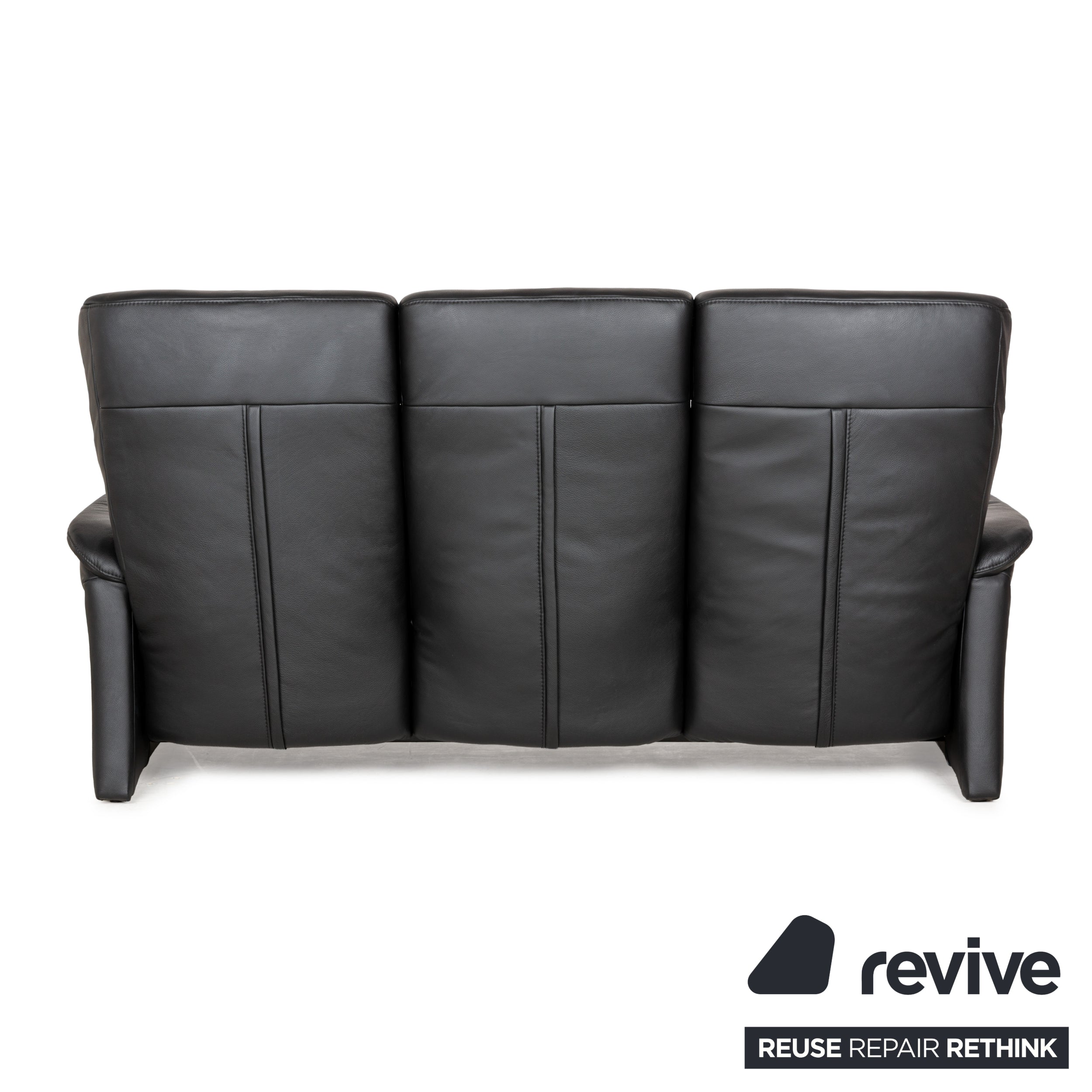 Himolla Cumuly Leather Three-Seater Black Manual Function Sofa Couch