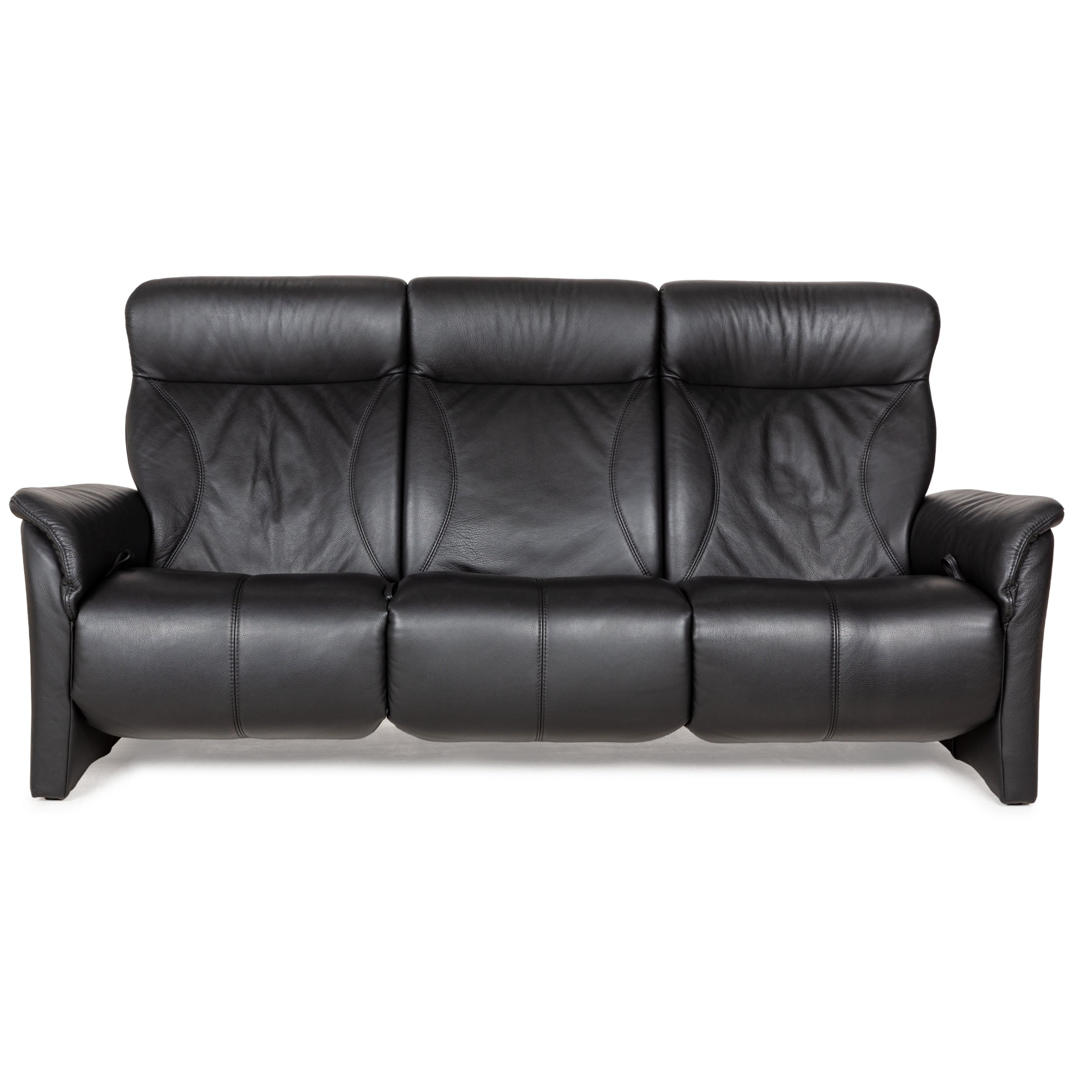 Himolla Cumuly Leather Three-Seater Black Manual Function Sofa Couch