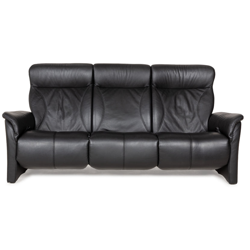 Himolla Cumuly Leather Three-Seater Black Manual Function Sofa Couch