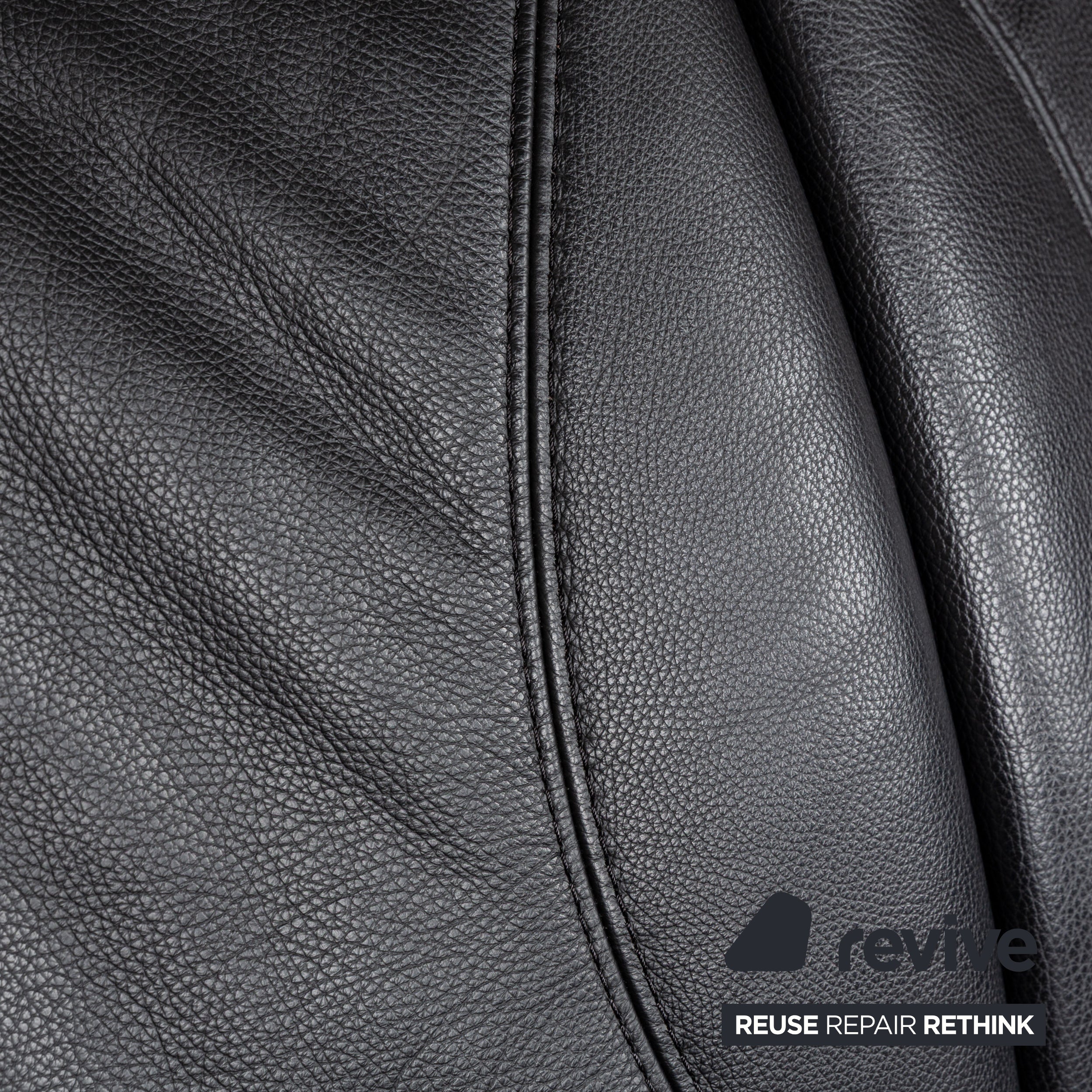 Himolla Cumuly Leather Three-Seater Black Manual Function Sofa Couch