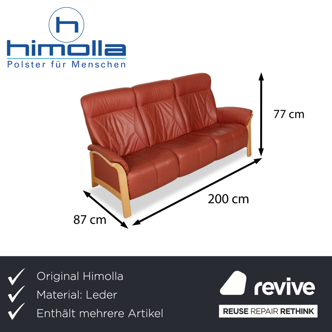 Himolla Cumuly Leather Three-Seater Two-Seater Armchair Brown Brown-Red Sofa Couch Manual Function