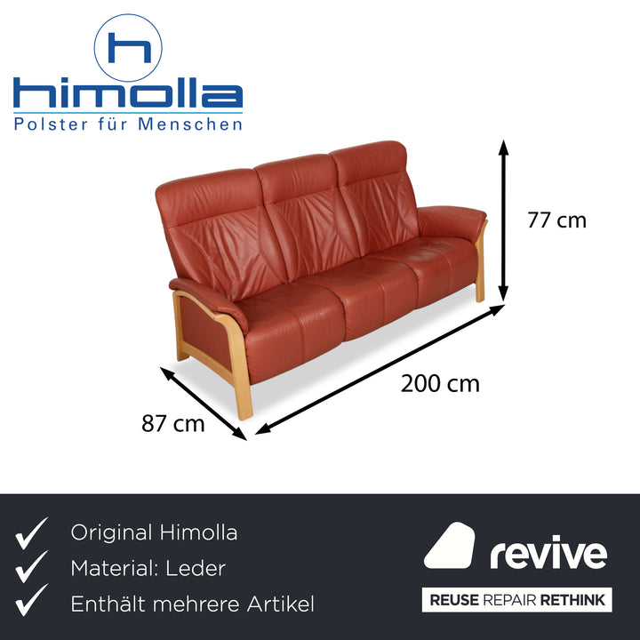 Himolla Cumuly Leather Three-Seater Two-Seater Armchair Brown Brown-Red Sofa Couch Manual Function