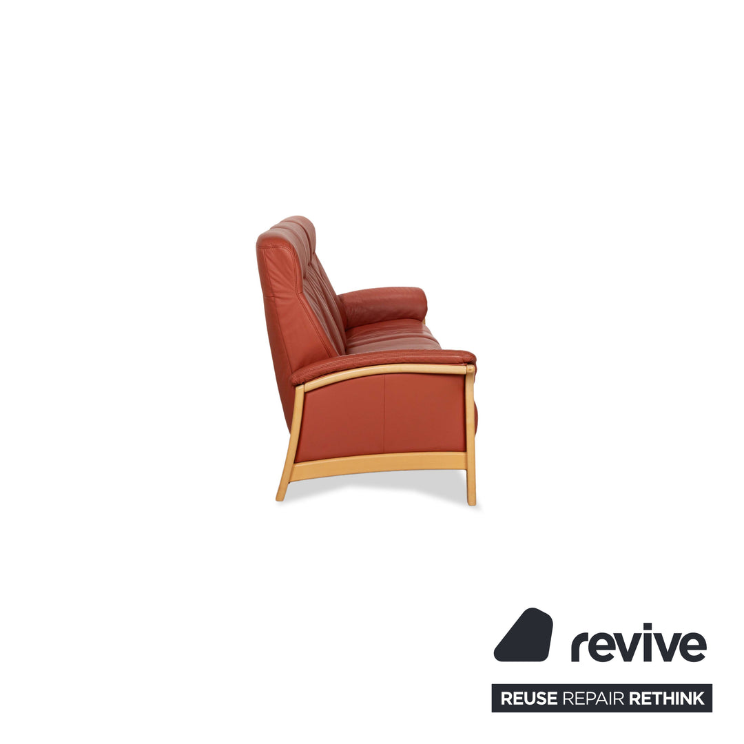 Himolla Cumuly Leather Three-Seater Two-Seater Armchair Brown Brown-Red Sofa Couch Manual Function