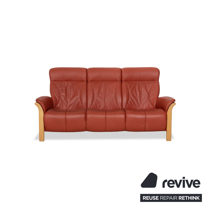 Himolla Cumuly Leather Three-Seater Two-Seater Armchair Brown Brown-Red Sofa Couch Manual Function