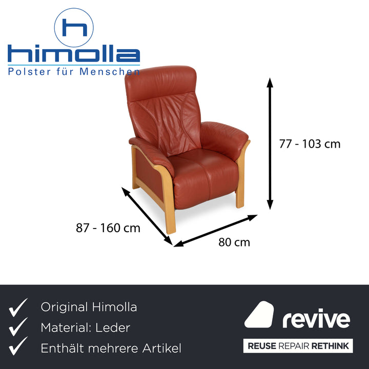 Himolla Cumuly Leather Three-Seater Two-Seater Armchair Brown Brown-Red Sofa Couch Manual Function