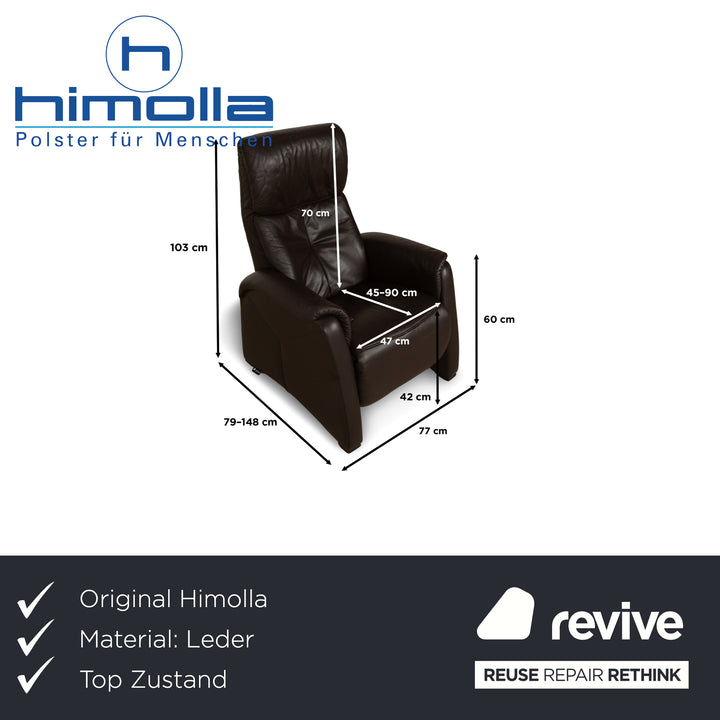 Himolla Cumuly leather armchair brown dark brown manual function reclining function