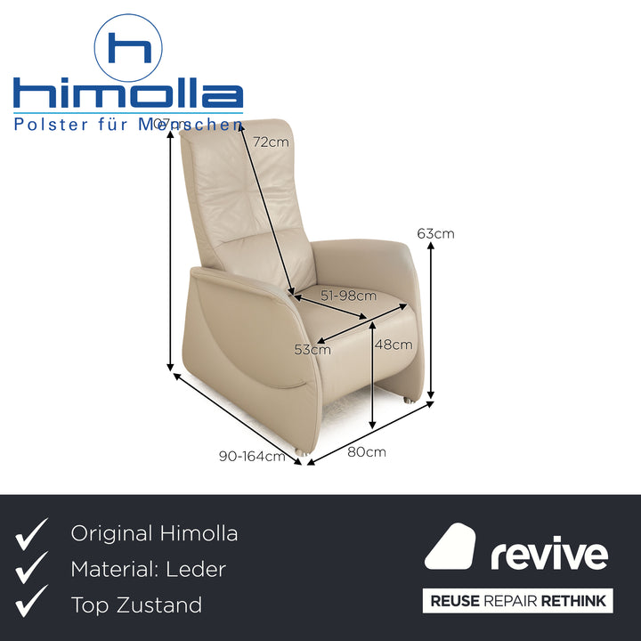 Himolla Cumuly leather armchair light gray manual function