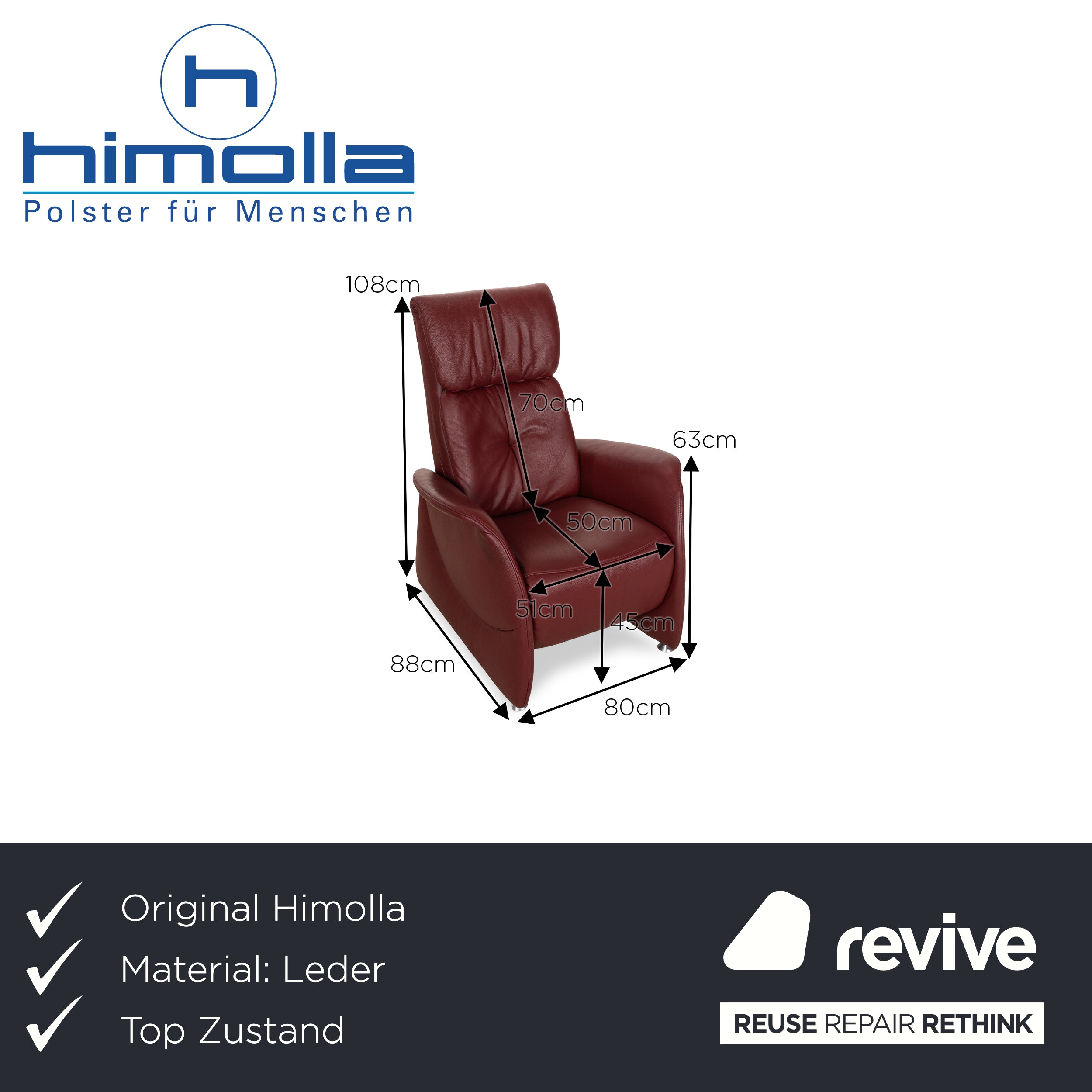 Himolla Cumuly Leder Sessel Rot