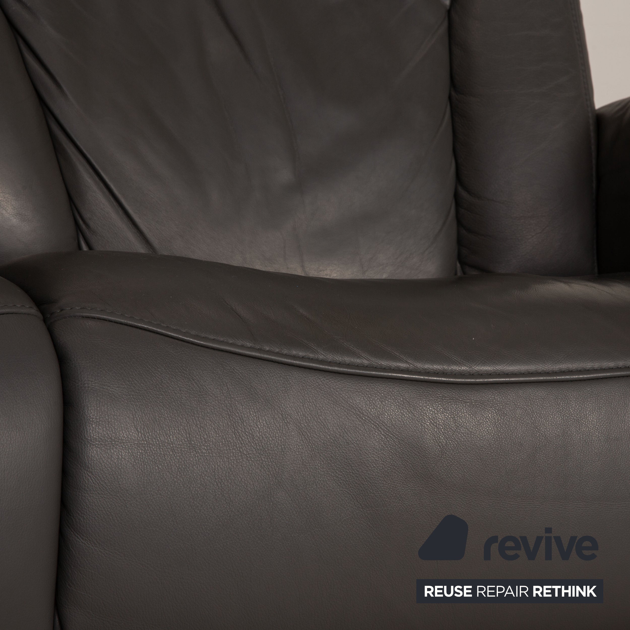 Himolla Cumuly Leder Sofa Grau Dreisitzer Couch