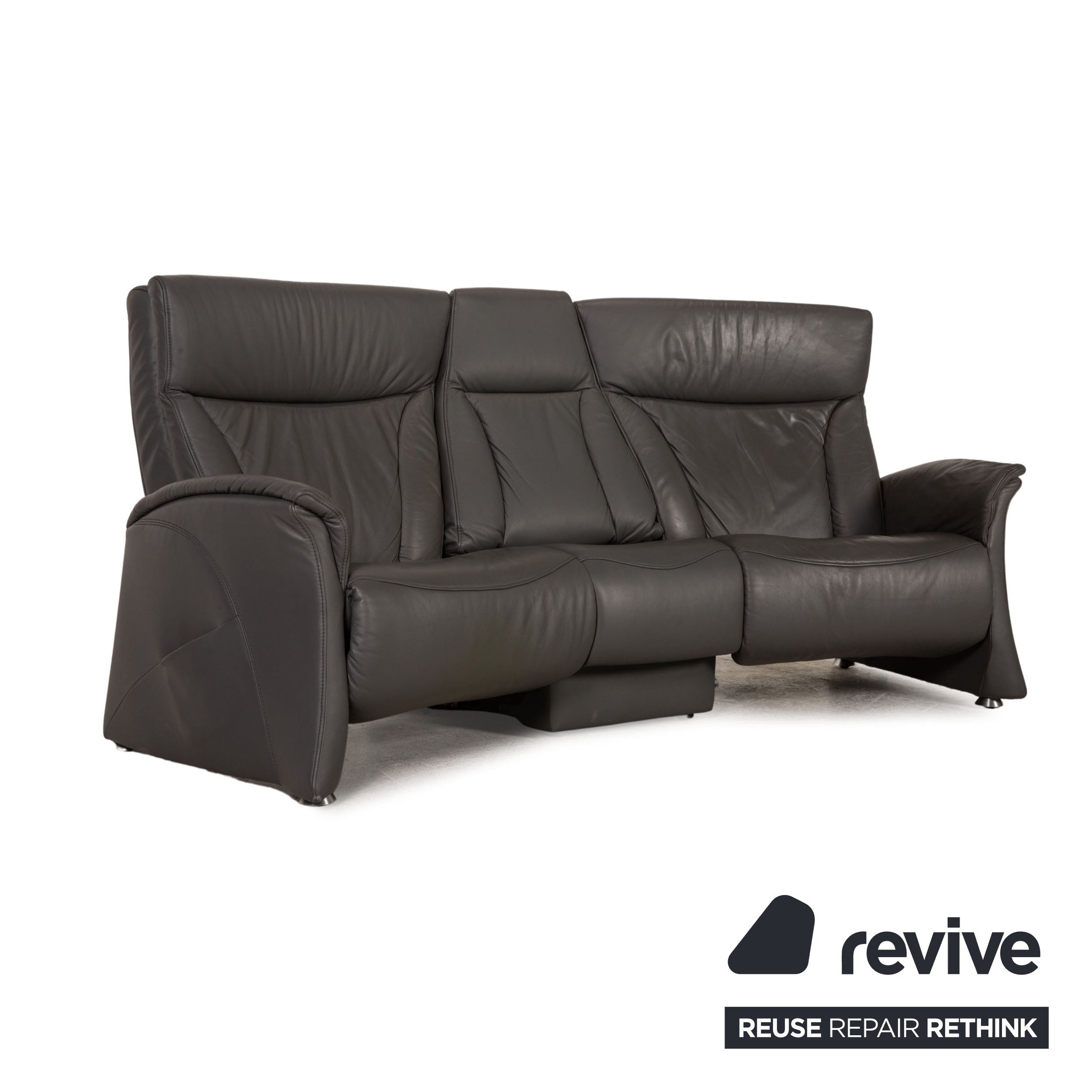 Himolla Cumuly Leather Sofa Gray Three Seater Couch