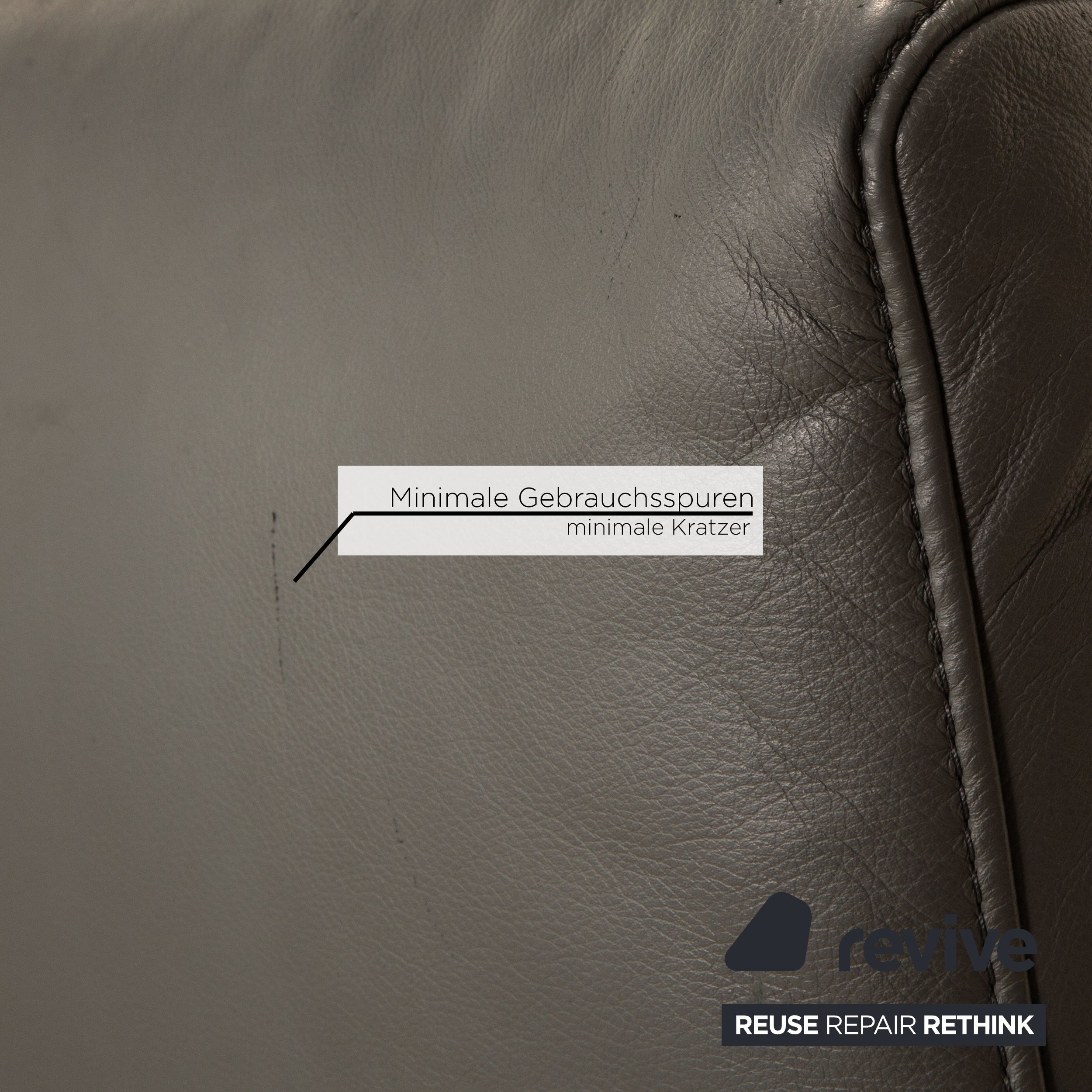 Himolla Cumuly Leder Sofa Grau Dreisitzer Couch