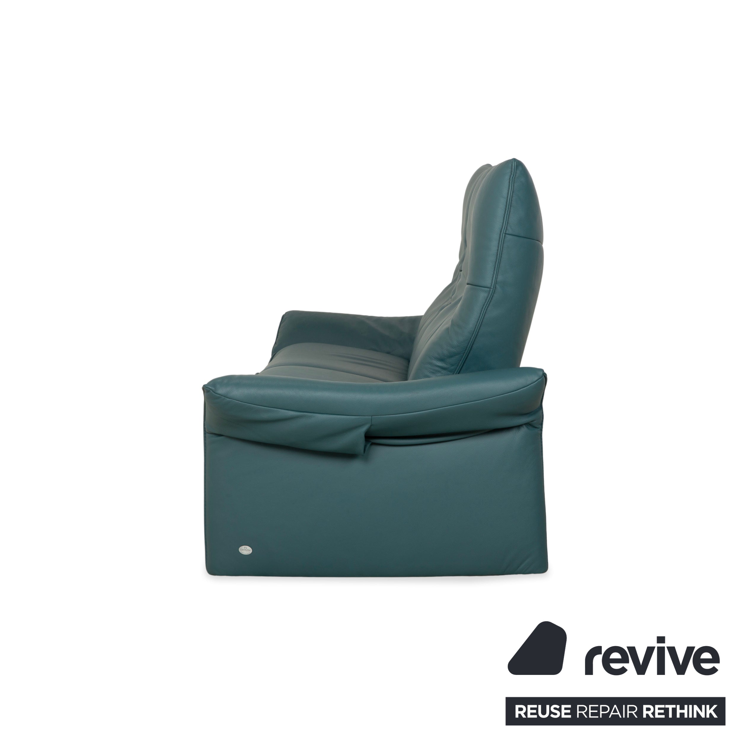 Canapé deux places en cuir Cumuly bleu vert essence électrique Himolla