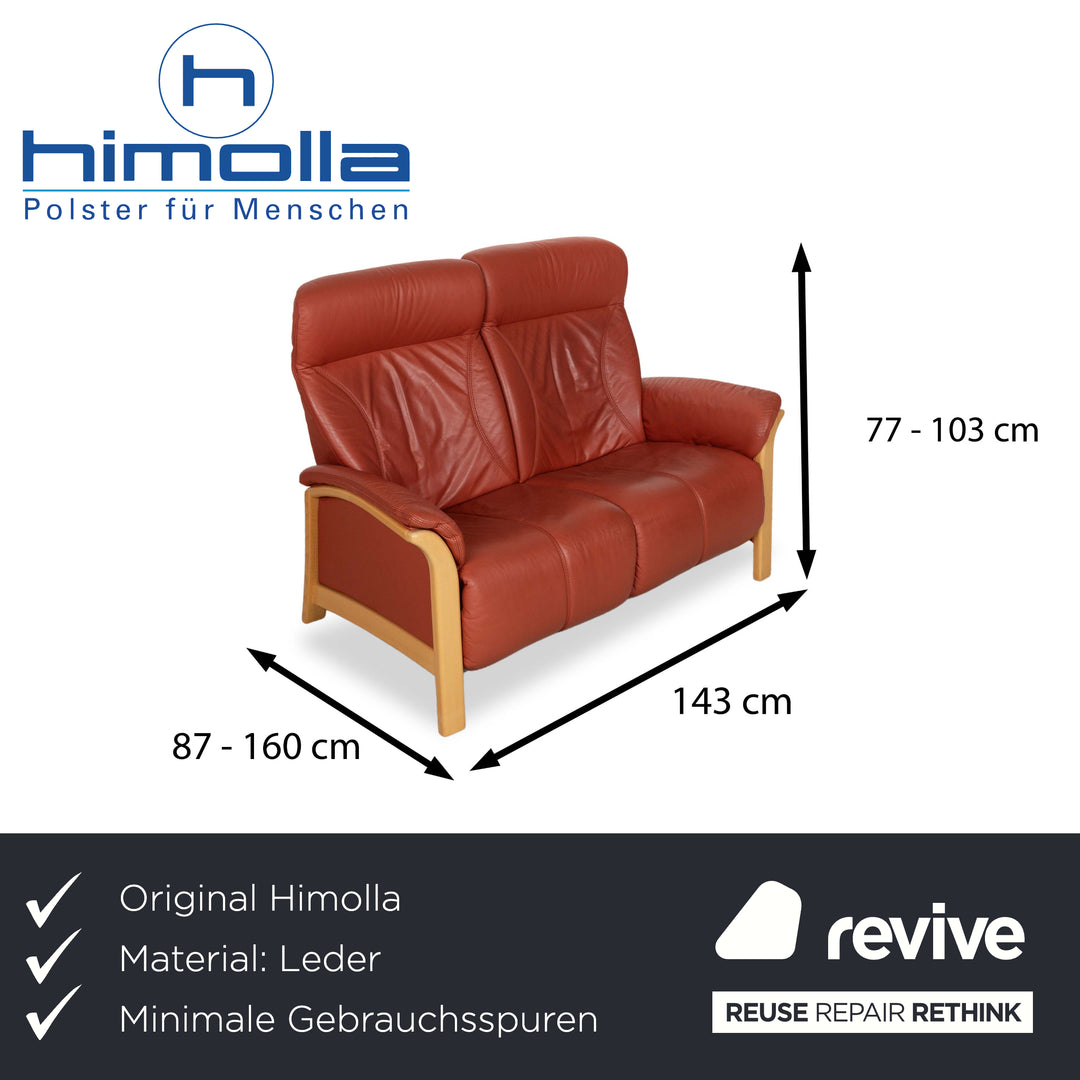 Himolla Cumuly Leather Two-Seater Brown Brown-Red Manual Function Sofa Couch